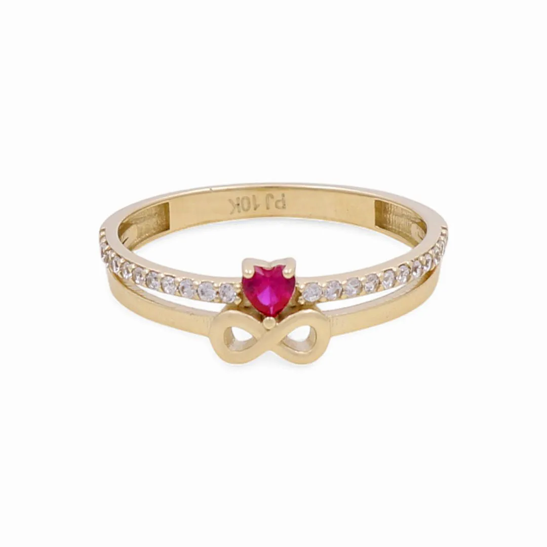 10K Yellow Gold Infinity and Heart Women's Ring with Cz / Size: 7.5 / Weight: 1.7 GR / DPWR0IF