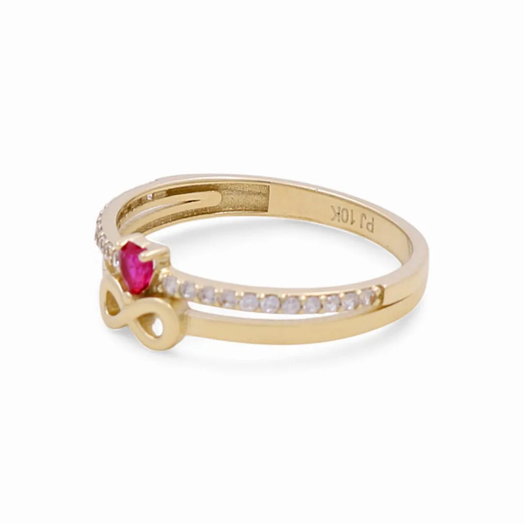 10K Yellow Gold Infinity and Heart Women's Ring with Cz / Size: 7.5 / Weight: 1.7 GR / DPWR0IF