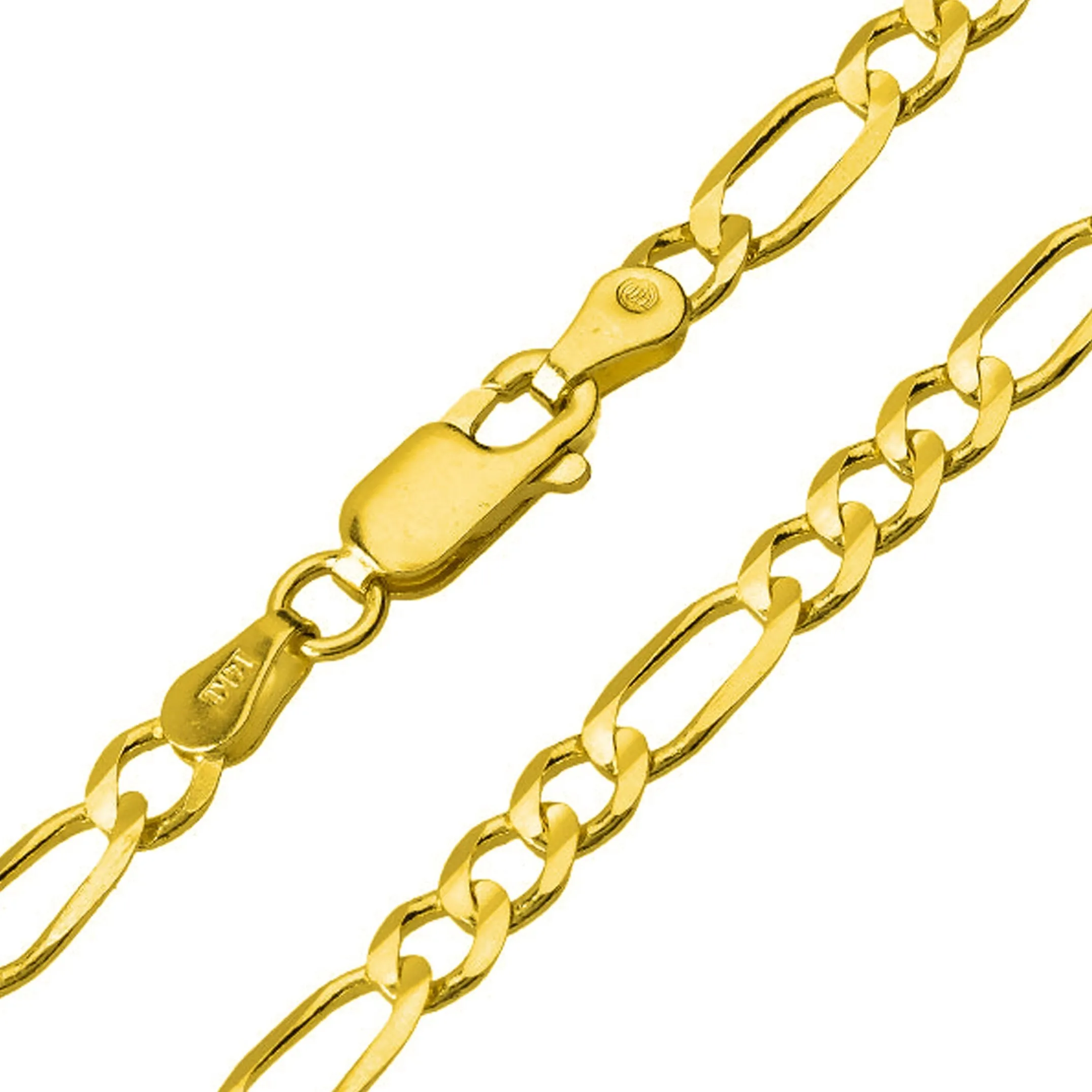 14k Yellow Gold Vertical Infinity Eternity Religious Cross Pendant with Cable, Curb, or Figaro Chain Necklaces