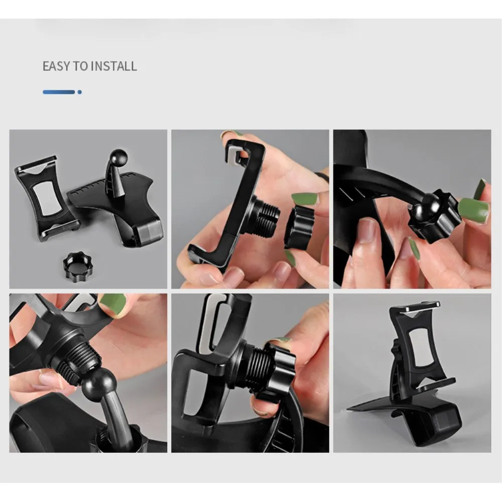 3 in 1 Car GPS Smartphone Holder: Dashboard / Visor Clamp   AC Grid Clip for HiSense Infinity H11 Lite - Black