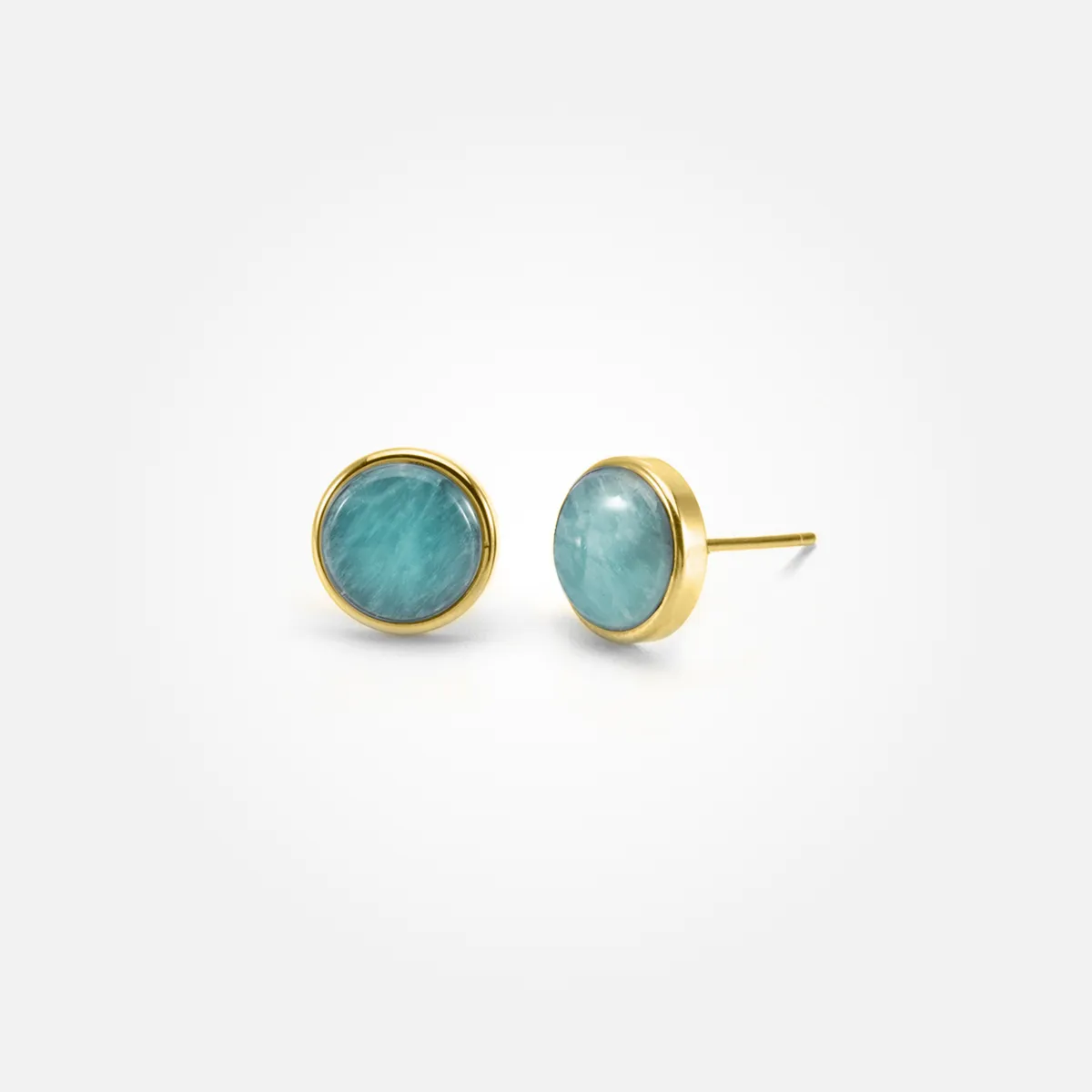 Amazonite Stone Ear Studs (Round)