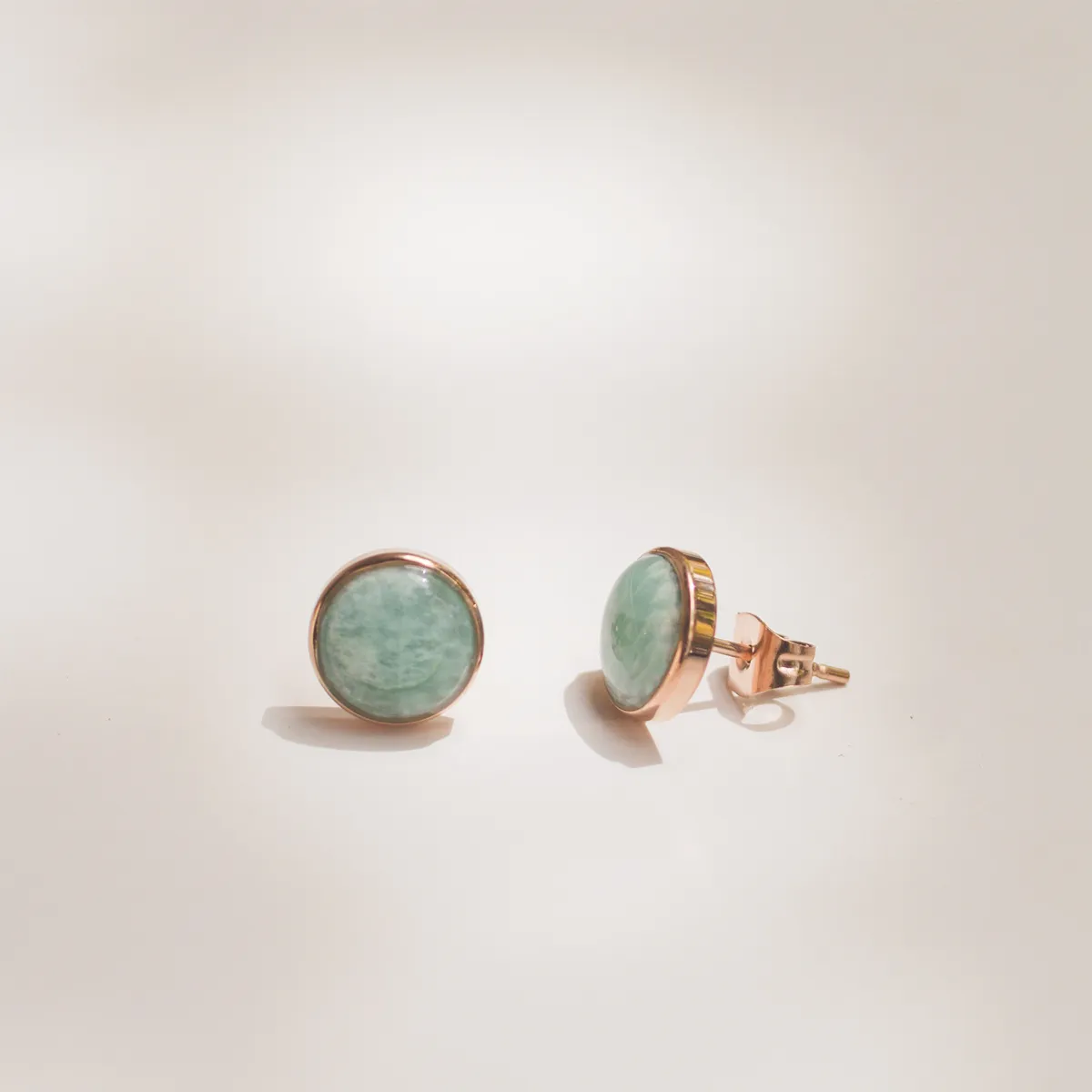 Amazonite Stone Ear Studs (Round)