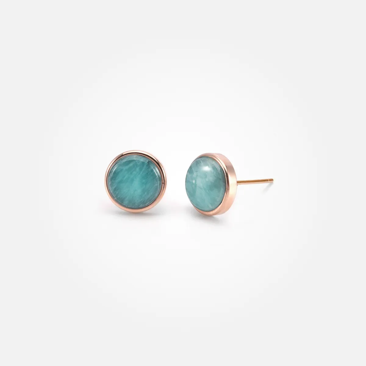 Amazonite Stone Ear Studs (Round)
