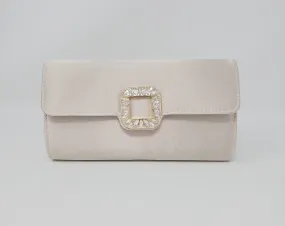 Gold Satin Diamante Clutch Bag