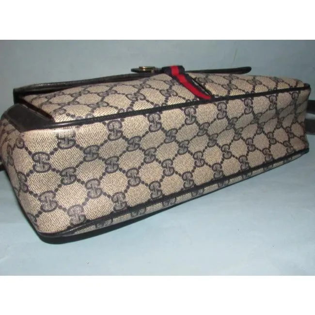 Gucci Early Accessory Collection School Bag Navy Blue Large G Logo Print Coated Canvas And Navy Blue