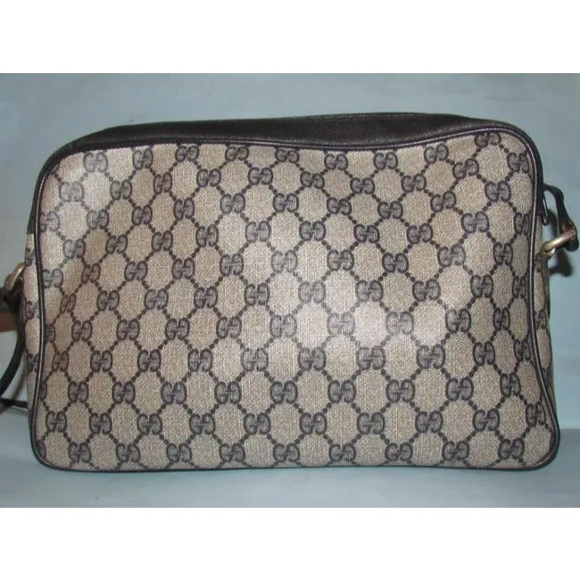 Gucci Early Accessory Collection School Bag Navy Blue Large G Logo Print Coated Canvas And Navy Blue