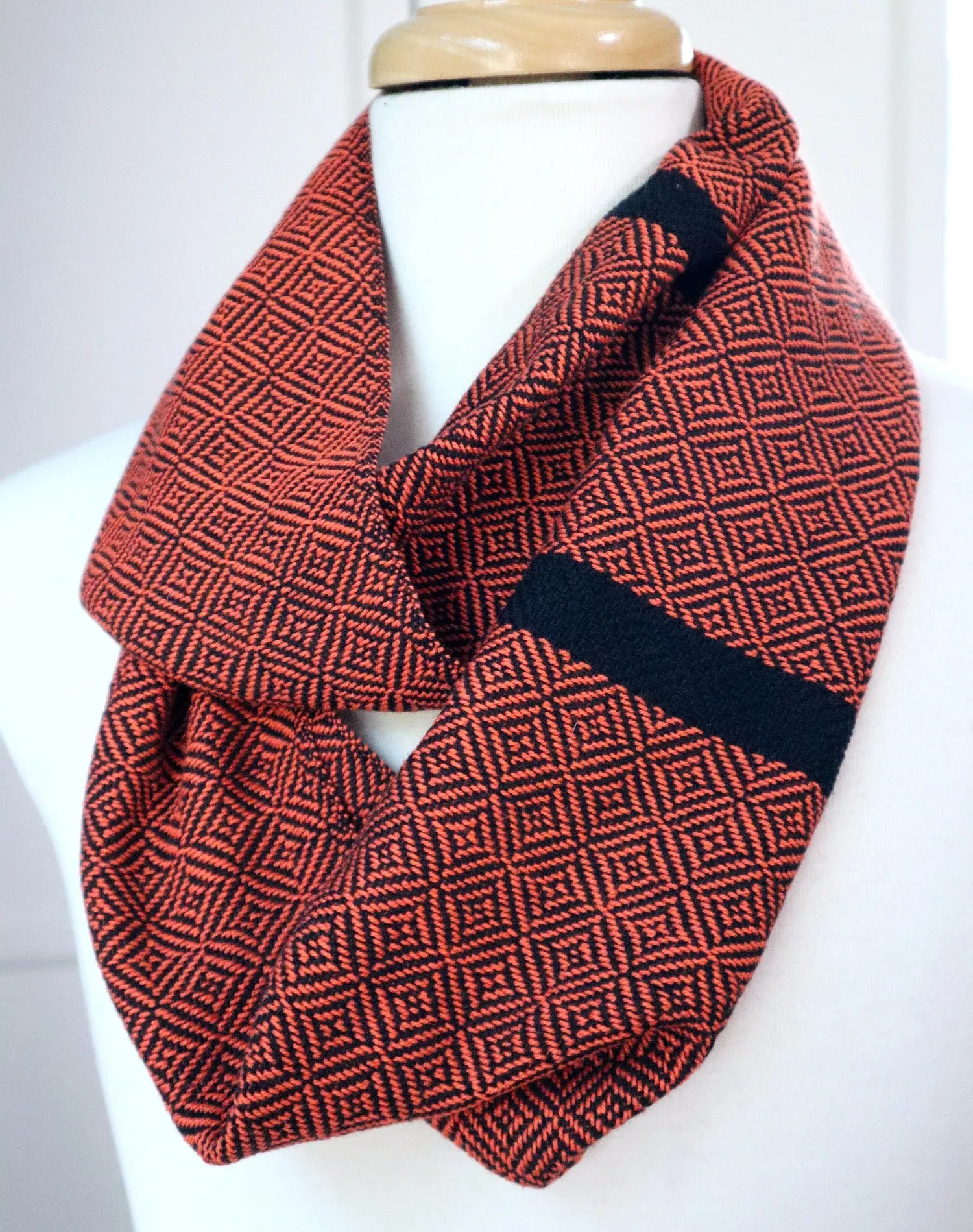 Handwoven Scarf - Classic - Tangerine Geometric