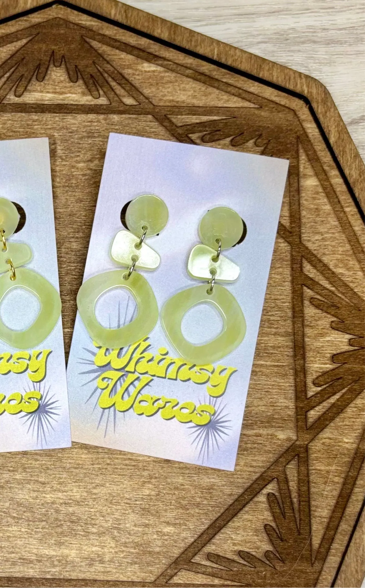 Jade Quartz Drop Dangles - Acrylic Earrings