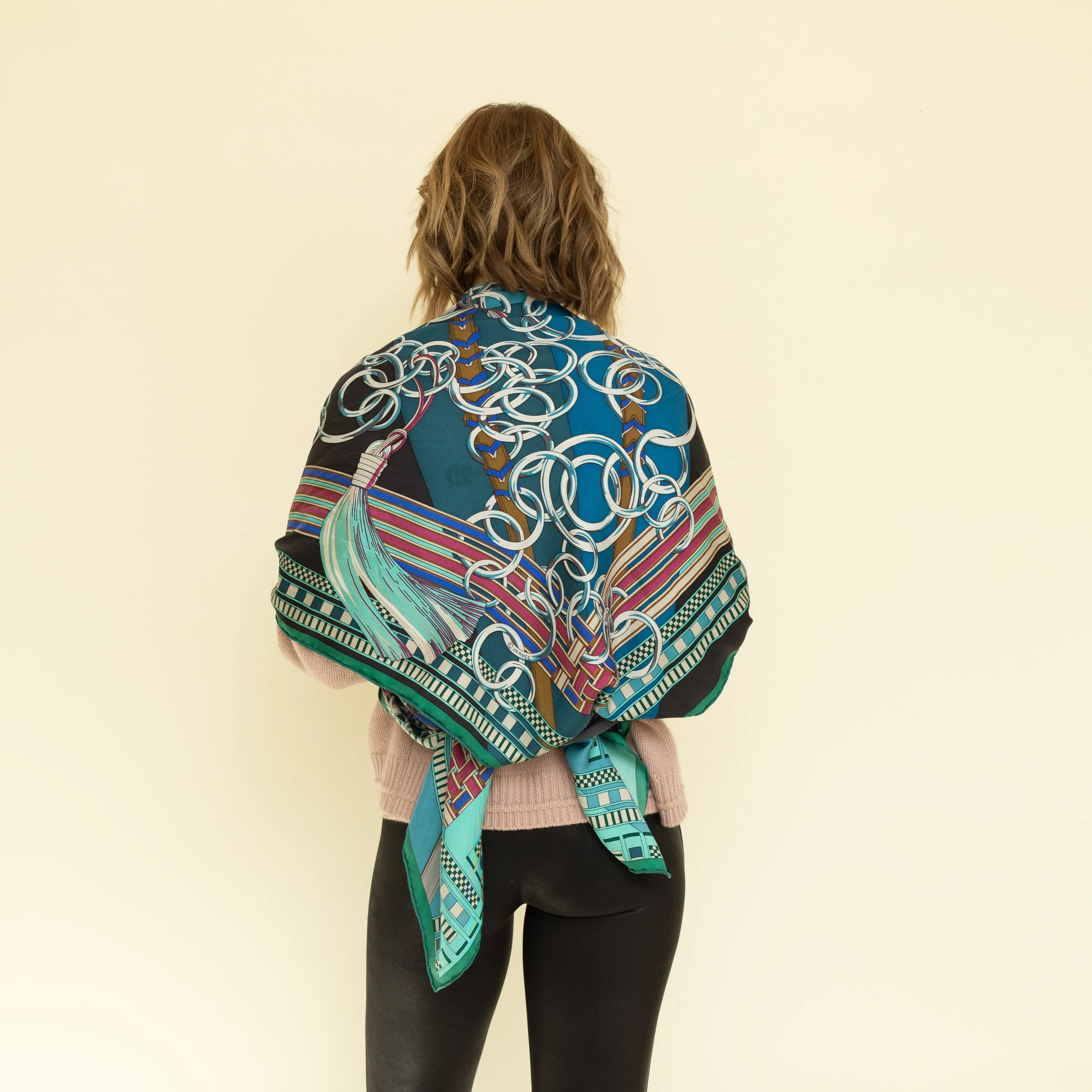 Large Silk Scarf, Blue 8287