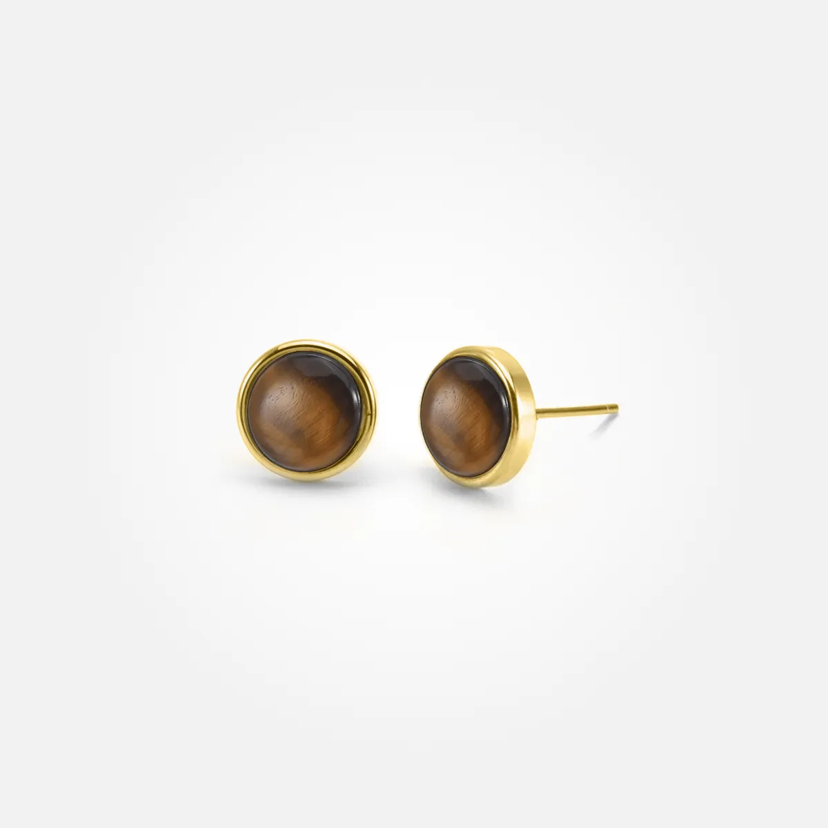 Lava Copper Stone Ear Studs (Round)