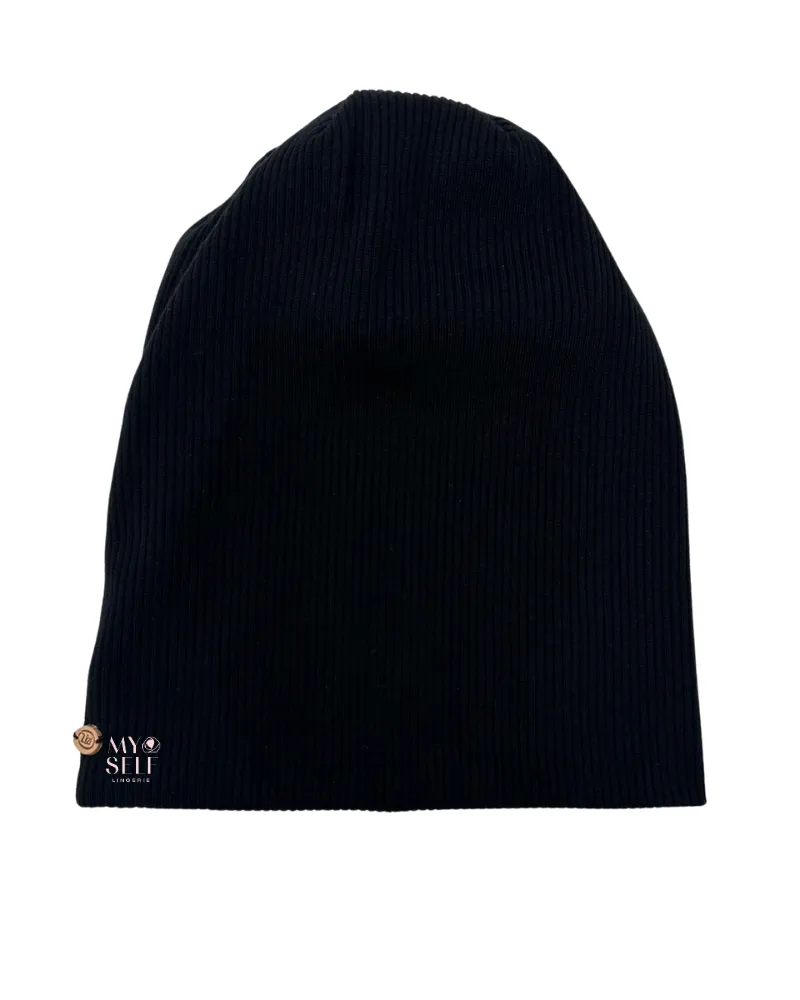 Lizi Headwear Solid Black Ribbed Beanie