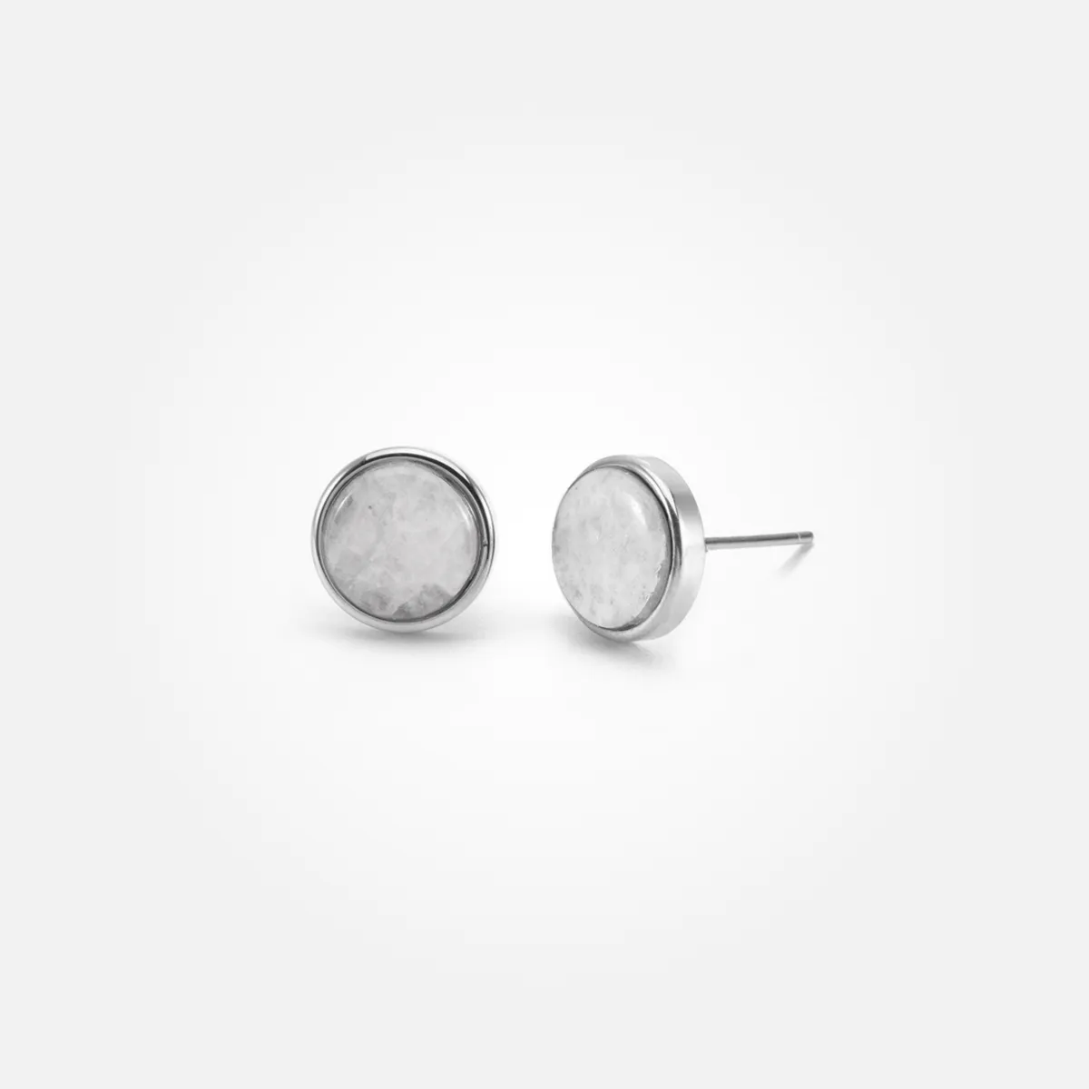 Moonstone Ear Studs (Round)
