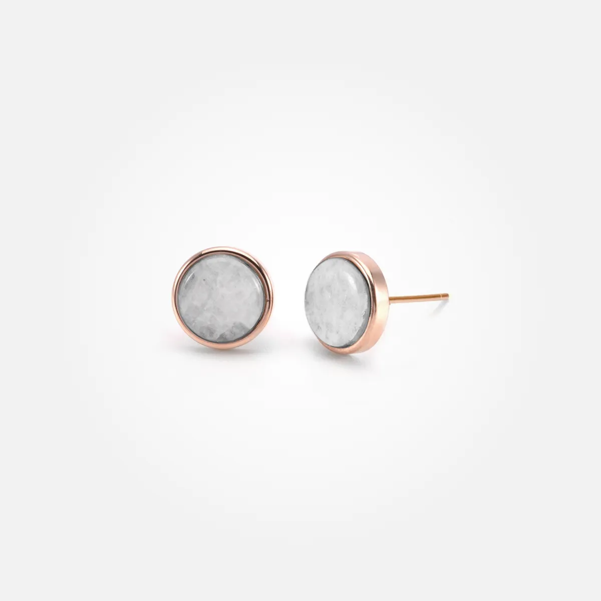 Moonstone Ear Studs (Round)
