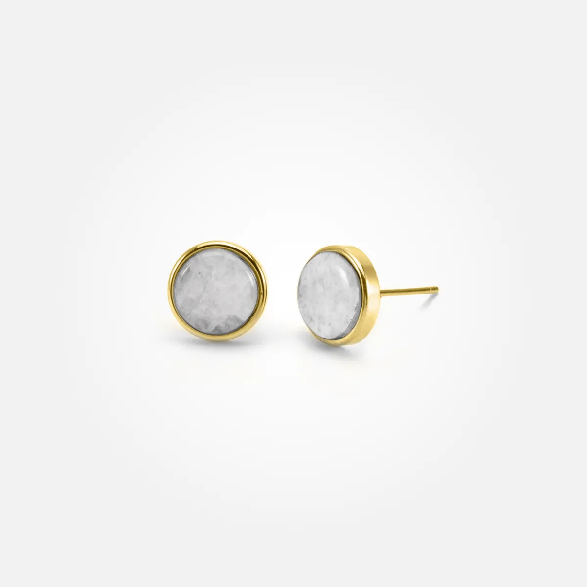 Moonstone Ear Studs (Round)