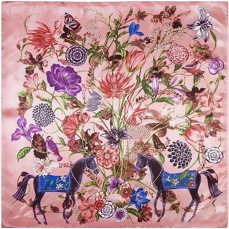 New Fashion Colorful Flower Women's Artificial Silk Large Kerchief Scarf