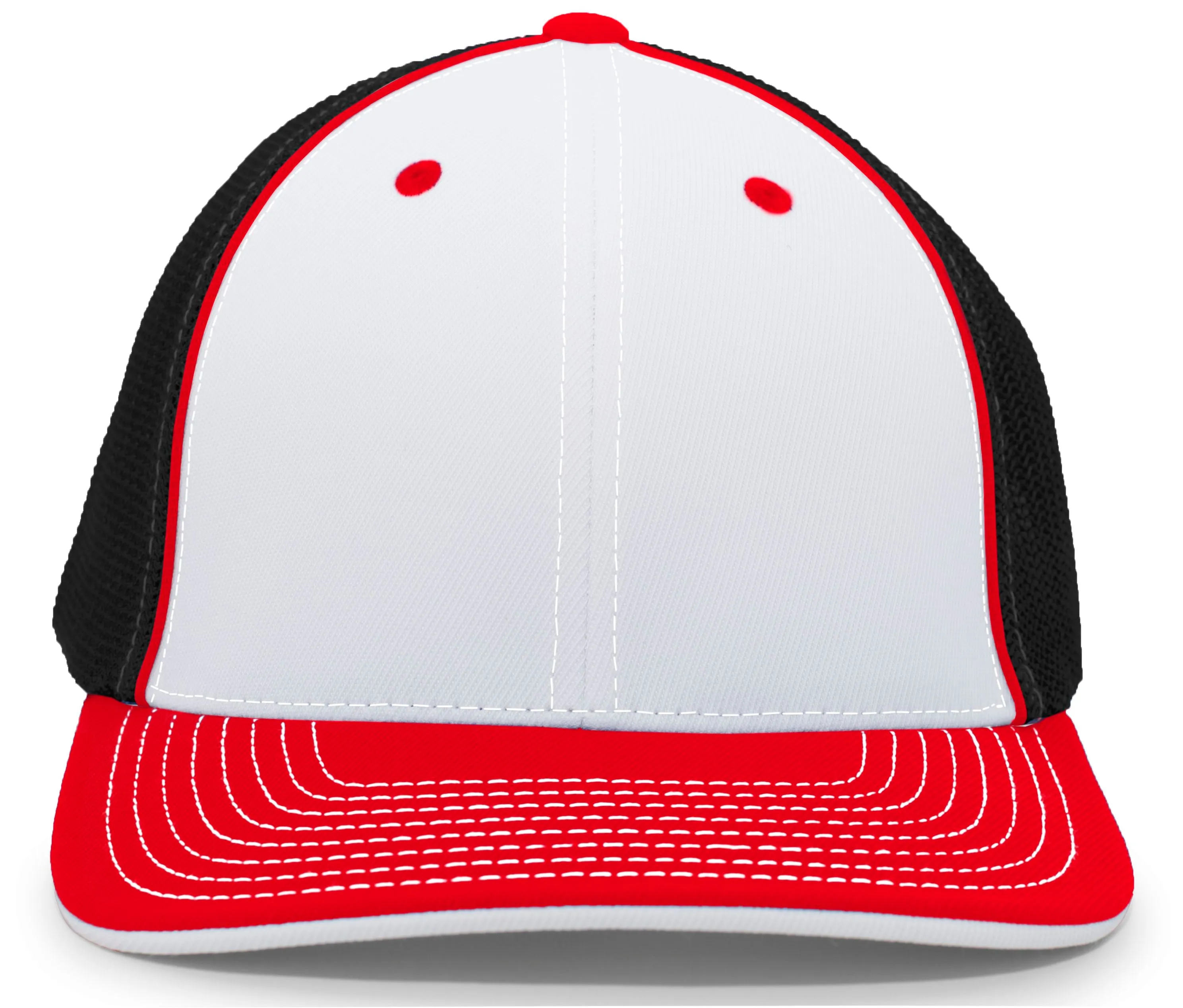Pacific Headwear Trucker PacFlex Cap - White/Black/Red