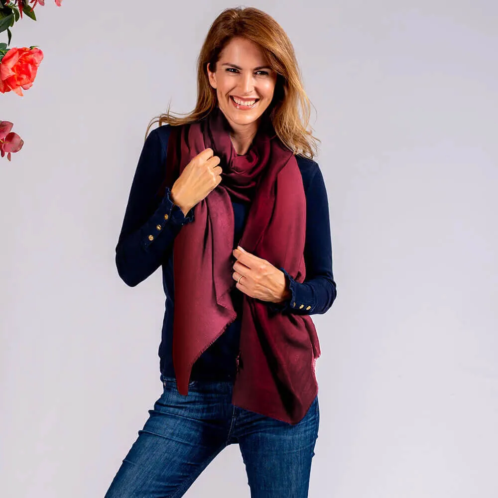 Plum to Tea Rose Shaded Cashmere and Silk Wrap