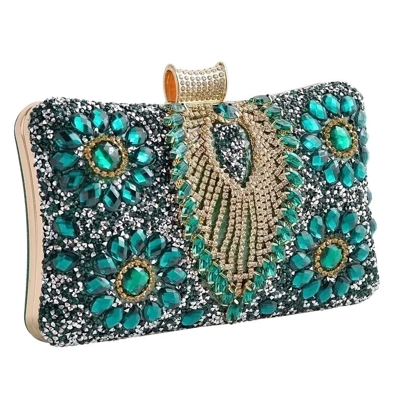 Red Green Royal Blue Pu Leather Water Droplets Square Evening Bags