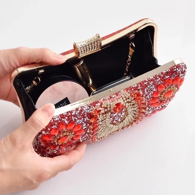 Red Green Royal Blue Pu Leather Water Droplets Square Evening Bags