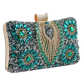 Red Green Royal Blue Pu Leather Water Droplets Square Evening Bags