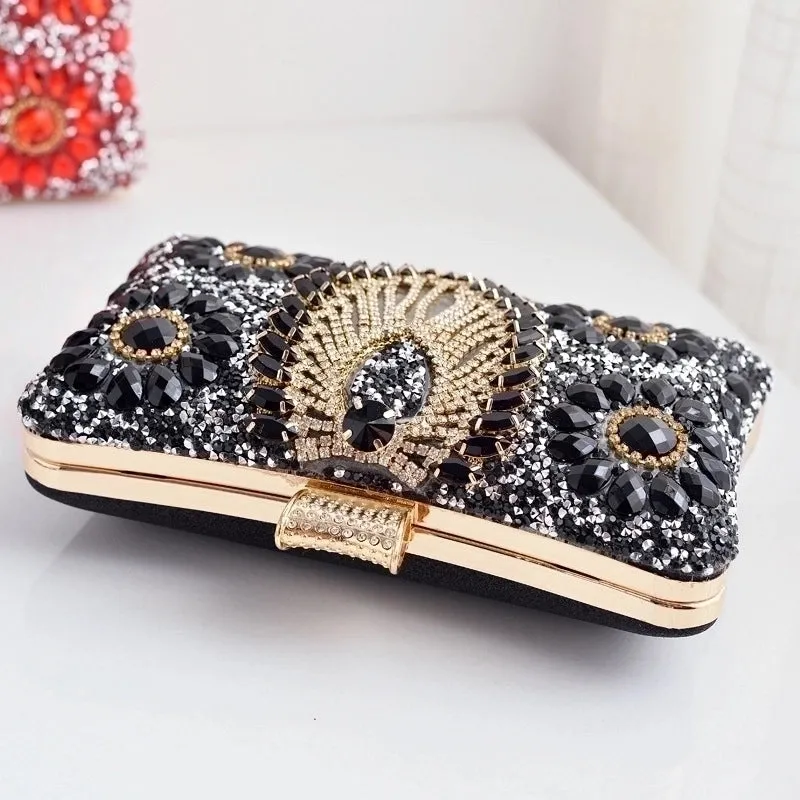 Red Green Royal Blue Pu Leather Water Droplets Square Evening Bags