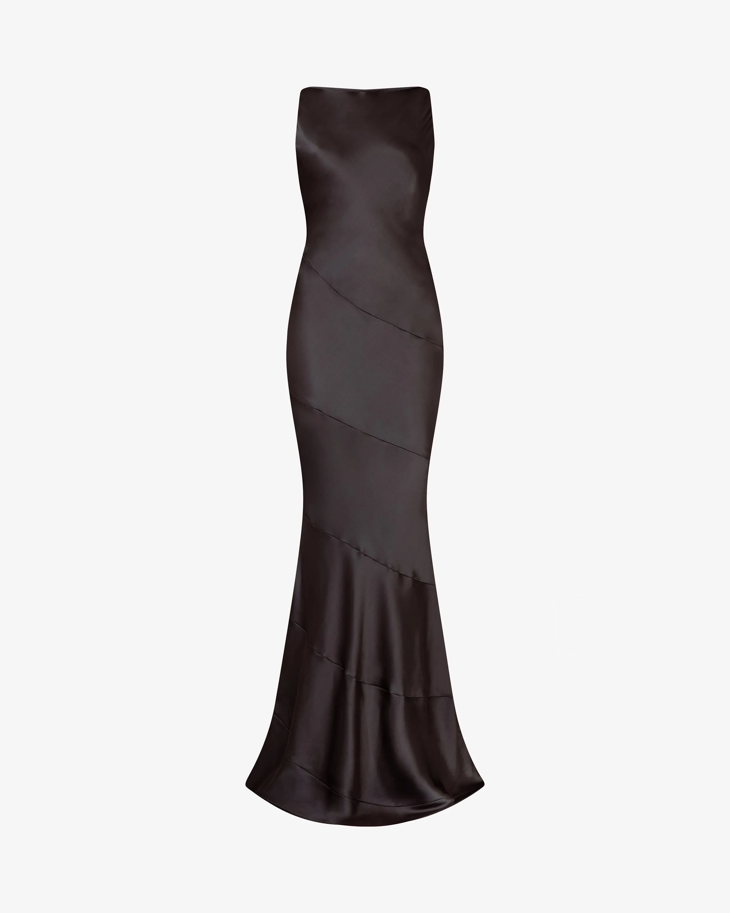 Silk Spiral Evening Dress - Dark Brown