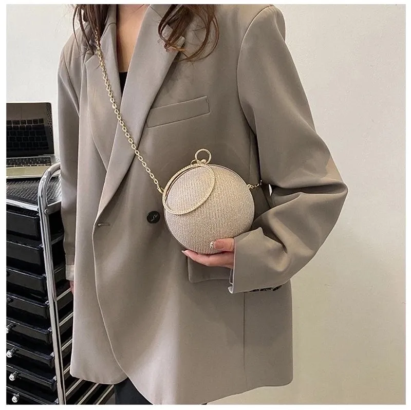 Silver Champagne Black Arylic Solid Color Spherical Evening Bags