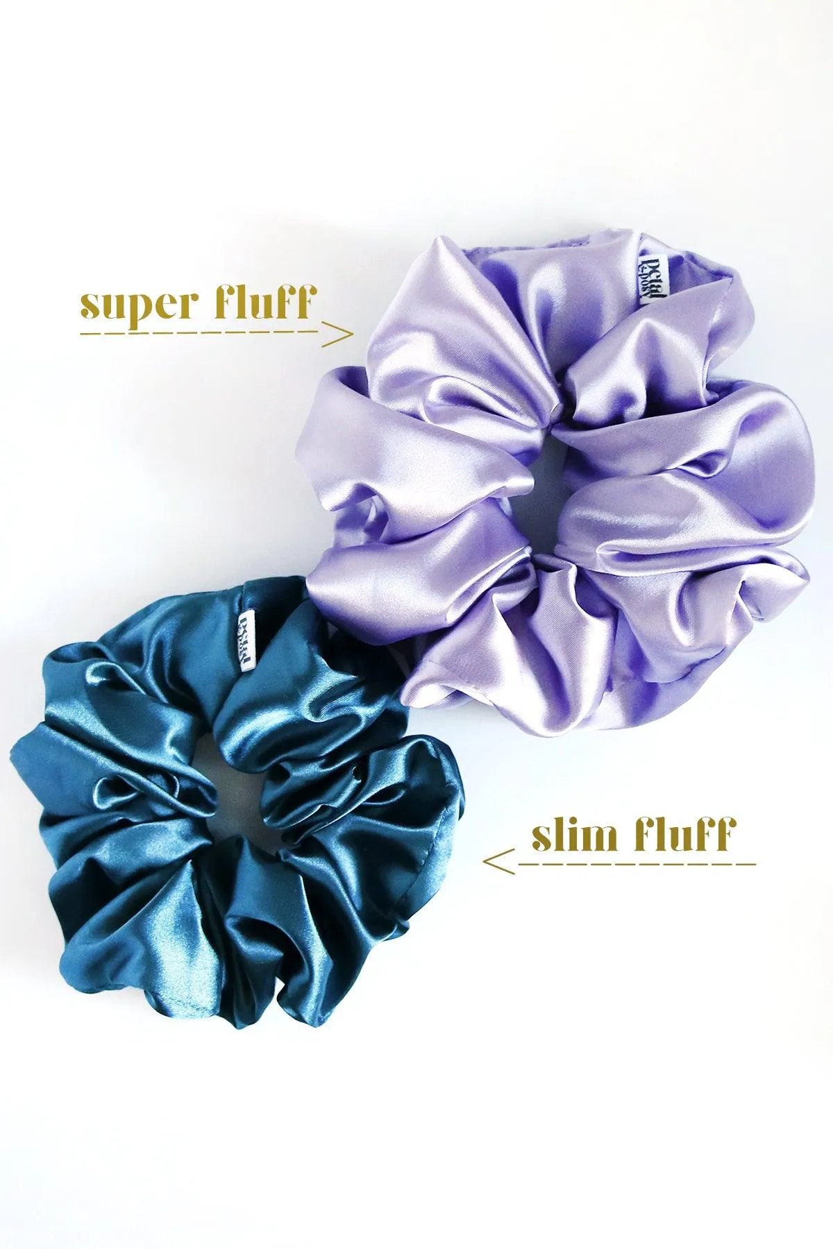 Slim Fluff Silk Satin Scrunchie in Emerald