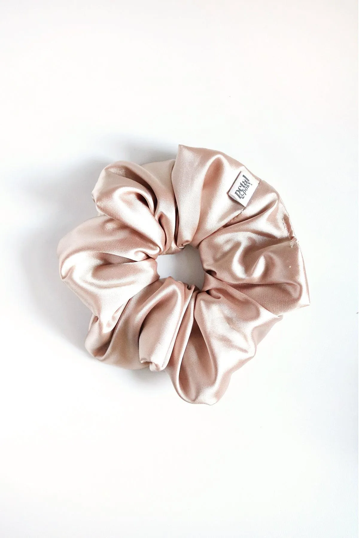 Slim Fluff Silk Satin Scrunchie in Sand