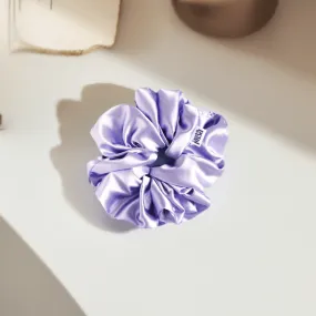 Slim Fluff Silk Satin Scrunchie in Thistle
