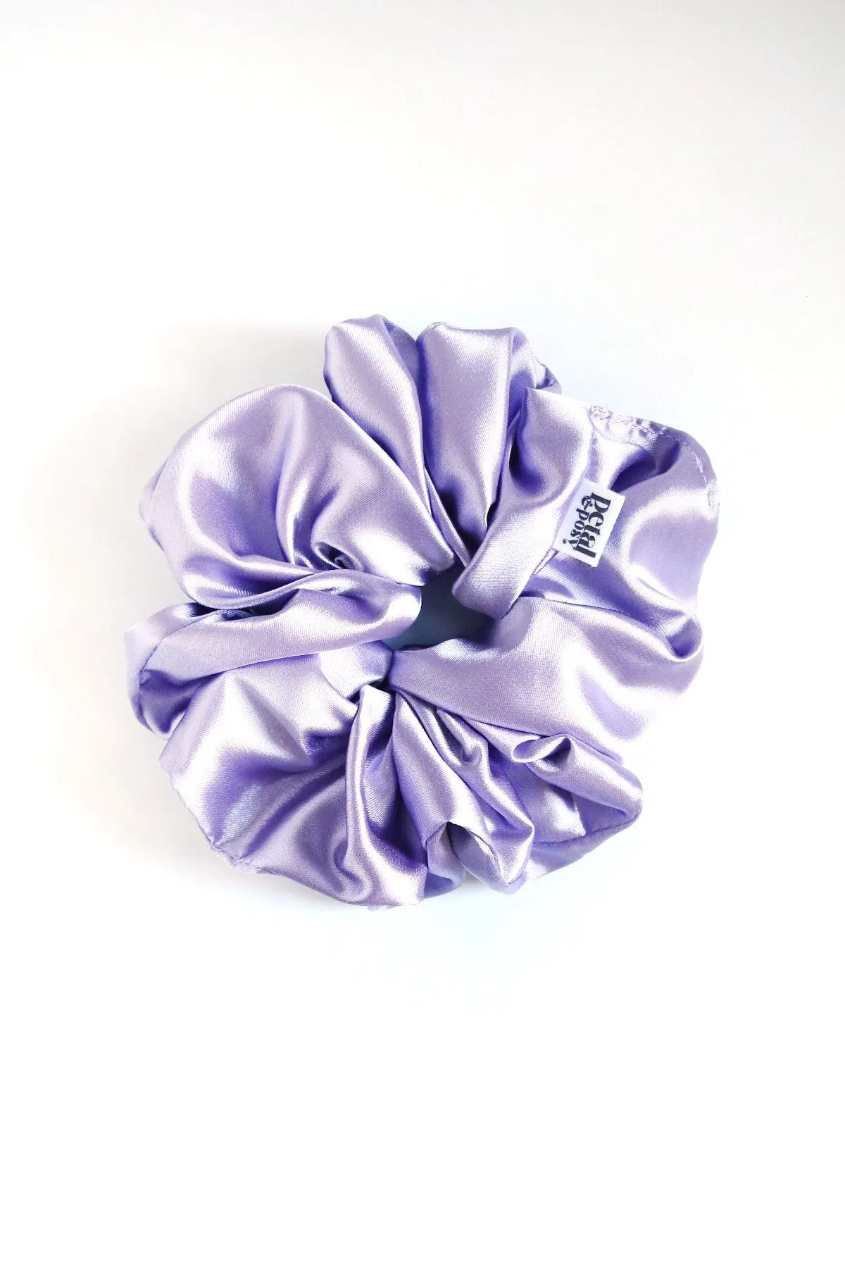 Slim Fluff Silk Satin Scrunchie in Thistle