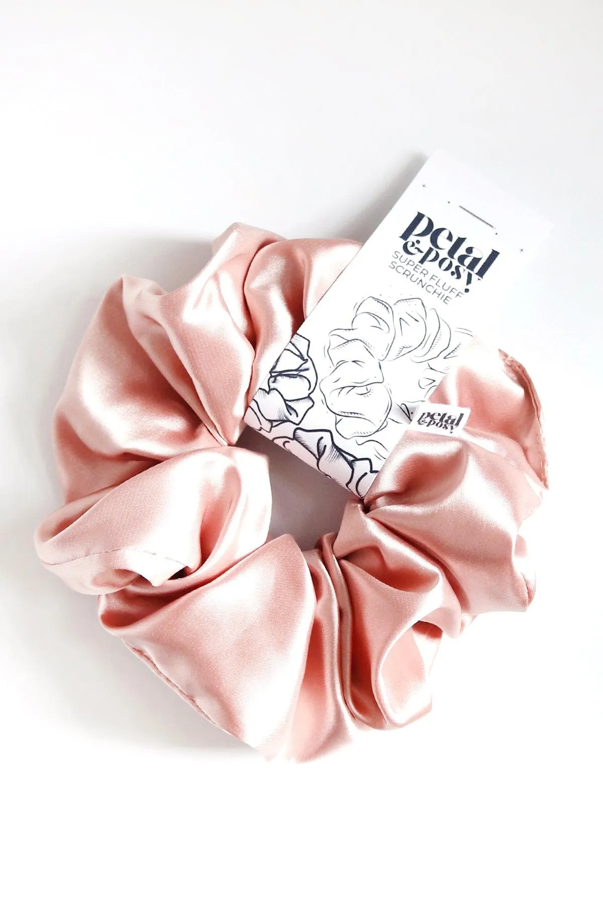 Super Fluff Silk Satin Scrunchie in Rose Quartz