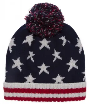 TopHeadwear USA Flag Beanie w/ Pom