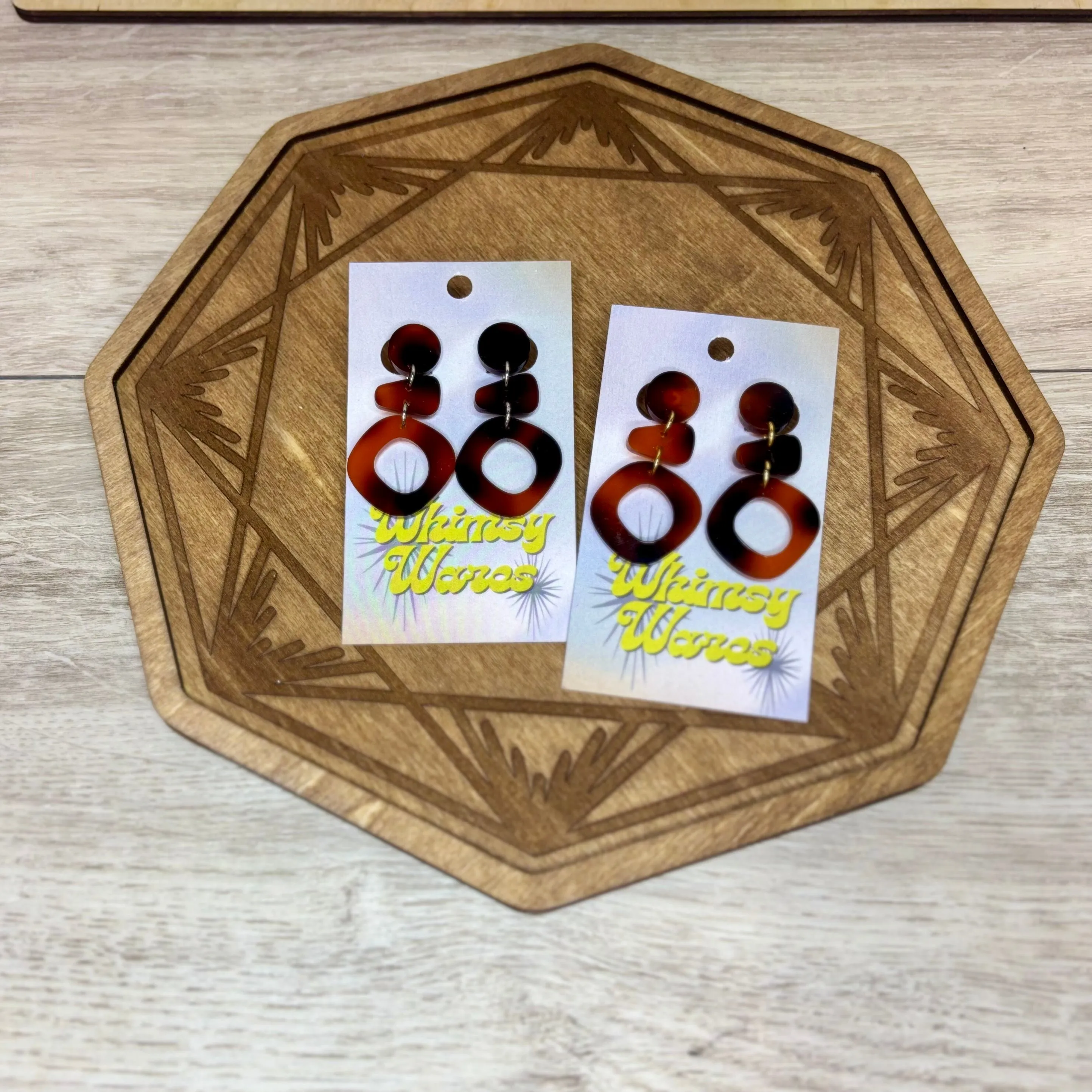 Tortoiseshell Drop Dangles - Acrylic Earrings