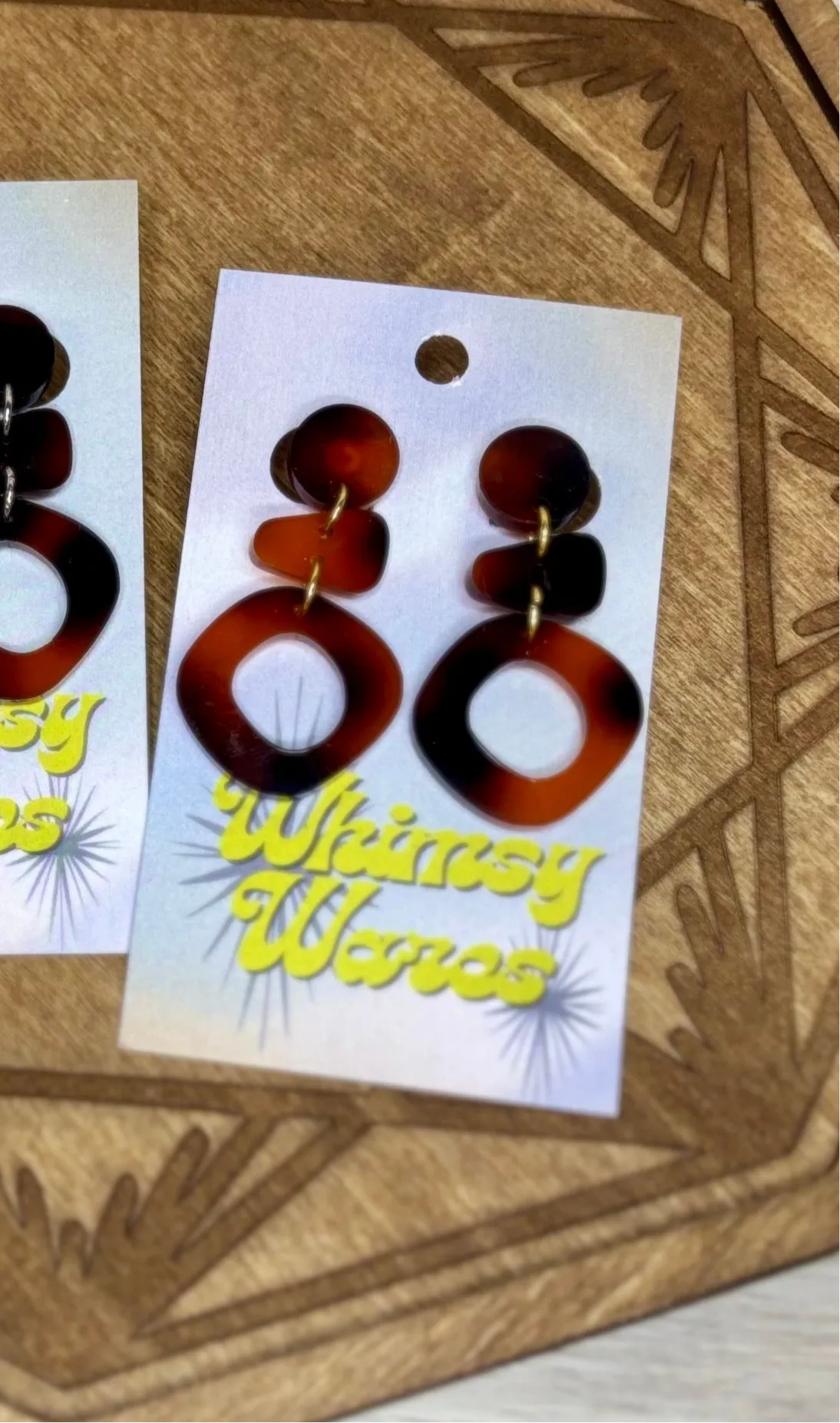 Tortoiseshell Drop Dangles - Acrylic Earrings