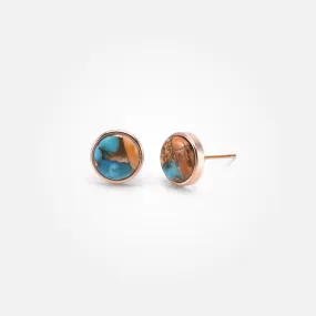 Turquoise Oyster Copper Stone Ear Studs (Round)