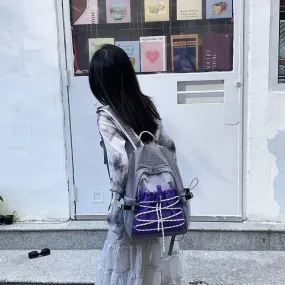 UAKISS  -  Contrast Color Women Sport Casual Travel Rucksacks Y2k Aesthetic All Match Vintage Backpack Fashion Streetwear Schoolbags Female