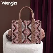 Wrangler Aztec Embroidered Whipstitch Canvas Tote Bag