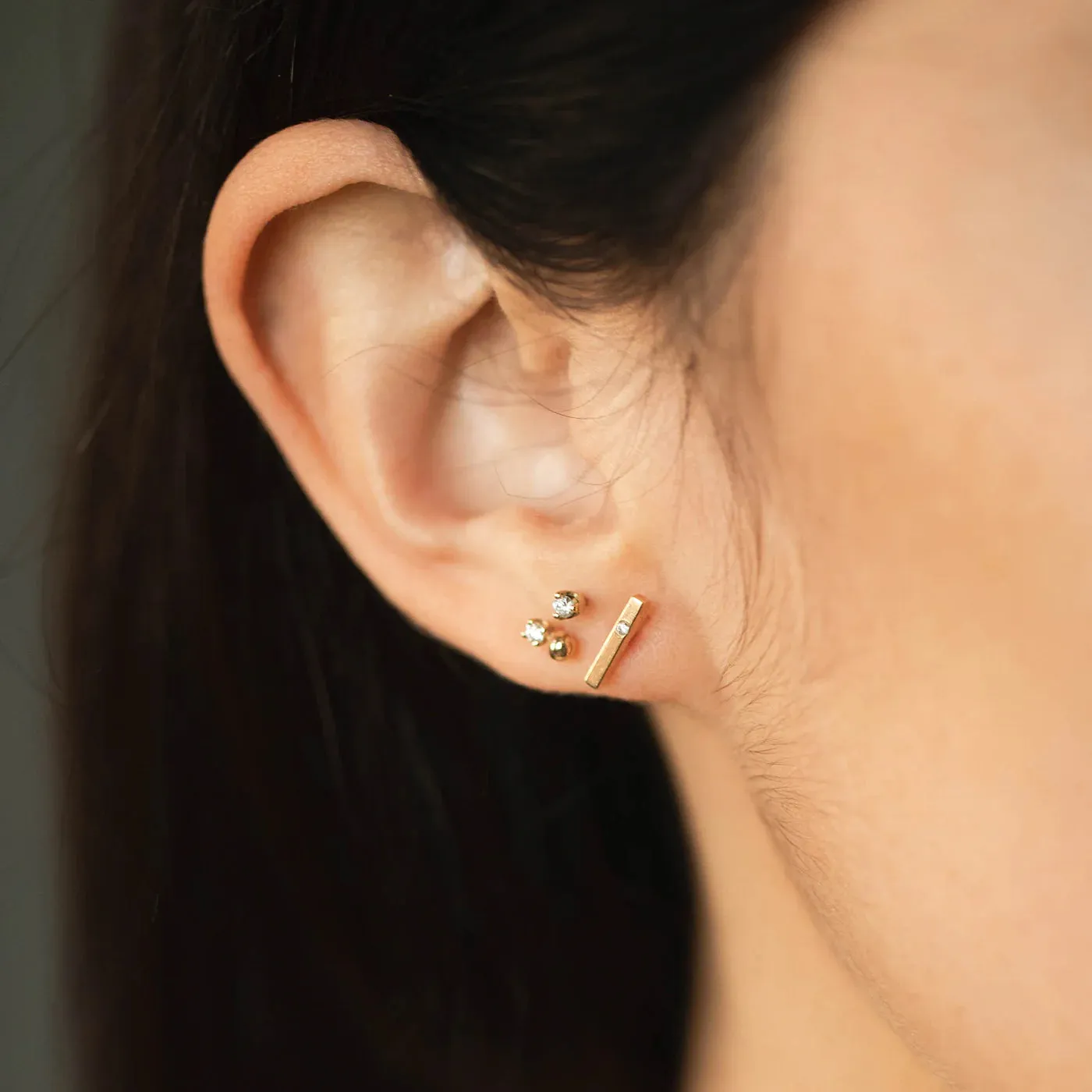 Zoe Chicco 14k Gold Bead and Diamond Studs